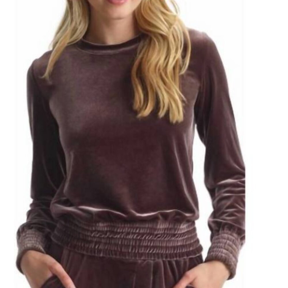 COMMANDO velvet crewneck sweatshirt in greige